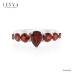 LENYA แหวนโกเมน เงินแท้ 925 ชุบทองขาว  เพิ่มเสน่ห์ให้กับเรียวนิ้ว  ด้วย พลอยสีแดง โกเมน( Garnet )
