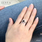LENYA แหวนสโมกี้ควอตซ์ พลังแห่งการปกป้องและความสมดุล ขนาด 7x5 มิล ตัวเรือนเงินแท้925 ชุบทองคำขาว