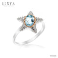 LENYA แหวนดีไซน์ปลาดาวน่ารัก ประดับด้วยพลอย บลูโทแพซ(Blue Topaz)  ตัวเรือนเงินแท้ 925 ชุบด้วยทองคำขาว และ พิ้งค์โกลด์ที่ขอบพลอยสวยงาม ไม่เหมือนใคร