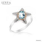 LENYA แหวนดีไซน์ปลาดาวน่ารัก ประดับด้วยพลอย บลูโทแพซ(Blue Topaz)  ตัวเรือนเงินแท้ 925 ชุบด้วยทองคำขาว และ พิ้งค์โกลด์ที่ขอบพลอยสวยงาม ไม่เหมือนใคร