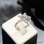 LENYA แหวนดีไซน์ปลาดาวน่ารัก ประดับด้วยพลอย บลูโทแพซ(Blue Topaz)  ตัวเรือนเงินแท้ 925 ชุบด้วยทองคำขาว และ พิ้งค์โกลด์ที่ขอบพลอยสวยงาม ไม่เหมือนใคร