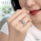 LENYA แหวน CZ สีขาว Diamondlike เสริมบุคลิกและความมั่นใจ ขนาด 6.5 มิล ตัวเรือนเงินแท้925 ชุบทองคำขาว