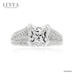 LENYA แหวน CZ สีขาว Diamondlike เสริมบุคลิกและความมั่นใจ ขนาด 6.5 มิล ตัวเรือนเงินแท้925 ชุบทองคำขาว