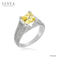 LENYA แหวนเพชร DiamondLike สีแฟนซีเหลือบเหลืองโชว์ปลายของ DiamondLike ประดับด้วย Cubic Zirconia มากถึง 218 เม็ด  ดีไซน์ฉบับอิตาลี่ ตัวเรือนเงินแท้ ชุบทองคำขาว