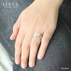LENYA แหวนเพชร DiamondLike สีแฟนซีเหลือบเหลืองโชว์ปลายของ DiamondLike ประดับด้วย Cubic Zirconia มากถึง 218 เม็ด  ดีไซน์ฉบับอิตาลี่ ตัวเรือนเงินแท้ ชุบทองคำขาว