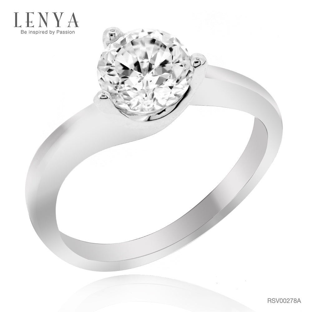 LENYA แหวน CZ จาก SWAROVSKI เสริมบุคลิกความหรูหรา ขนาด 6.5 มิล ตัวเรือนเงินแท้925 ชุบทองคำขาว