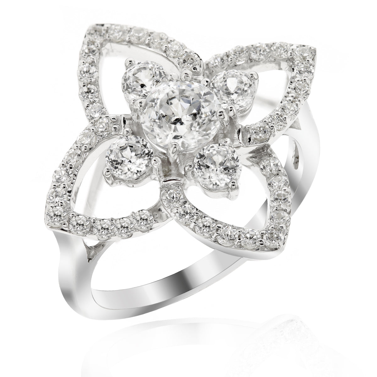 LENYA แหวน CZ Diamondlike เสริมบุคลิกและความมั่นใจ ขนาด 5 มิล ตัวเรือนเงินแท้925 ชุบทองคำขาว