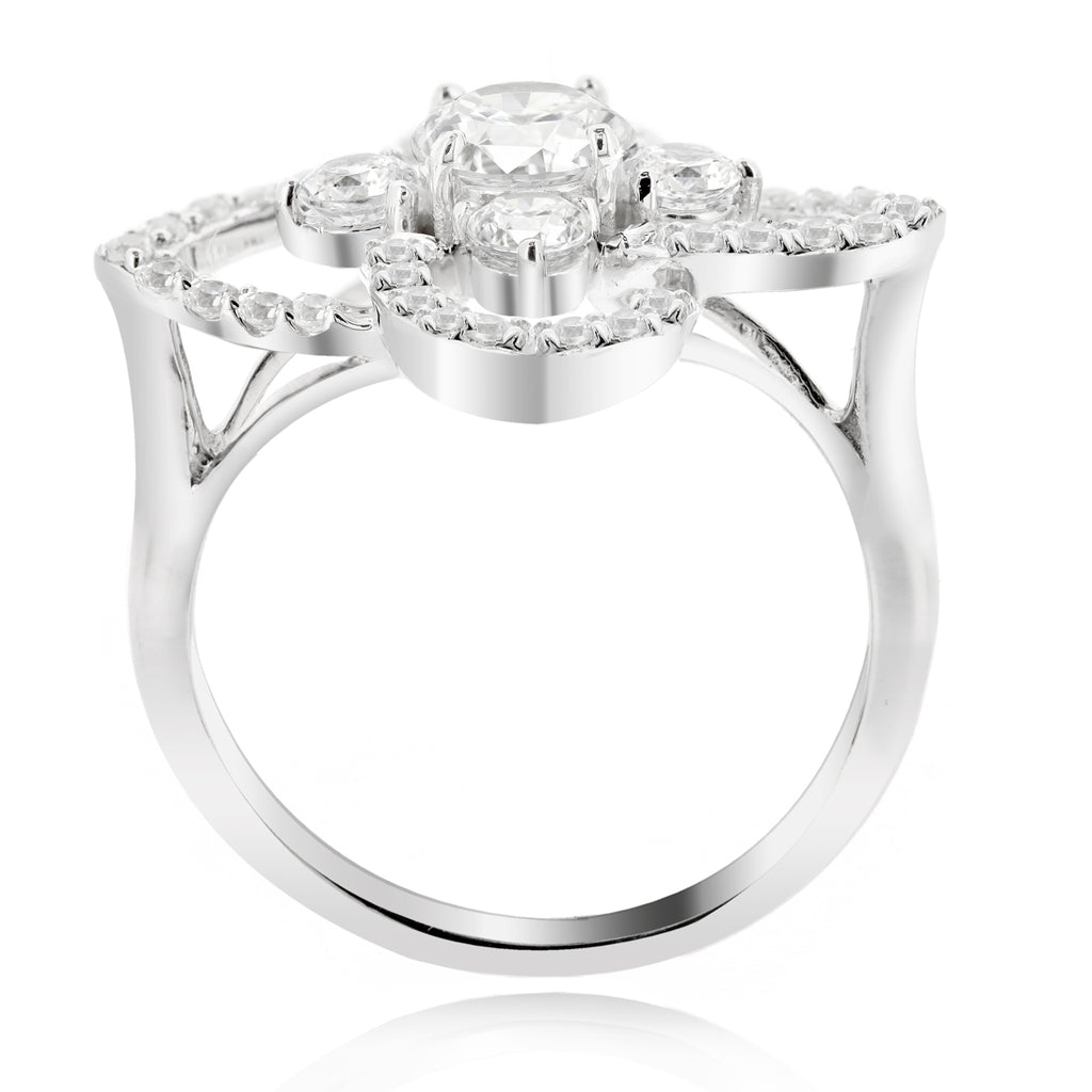 LENYA แหวน CZ Diamondlike เสริมบุคลิกและความมั่นใจ ขนาด 5 มิล ตัวเรือนเงินแท้925 ชุบทองคำขาว