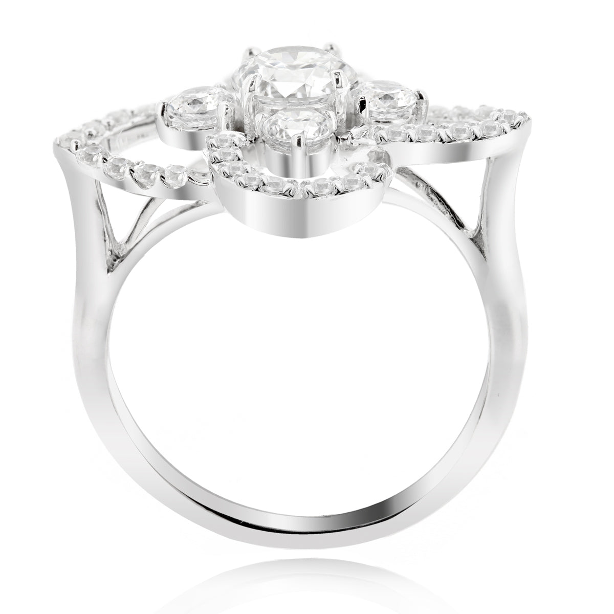 LENYA แหวน CZ Diamondlike เสริมบุคลิกและความมั่นใจ ขนาด 5 มิล ตัวเรือนเงินแท้925 ชุบทองคำขาว
