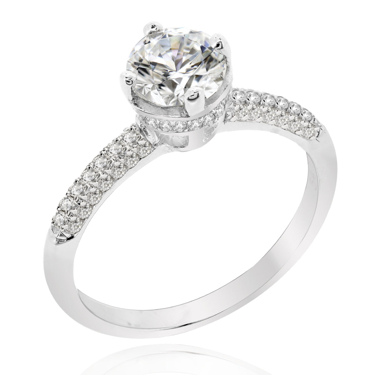 LENYA แหวน CZ Diamondlike เสริมบุคลิกและความมั่นใจ ขนาด 5 มิล ตัวเรือนเงินแท้925 ชุบทองคำขาว