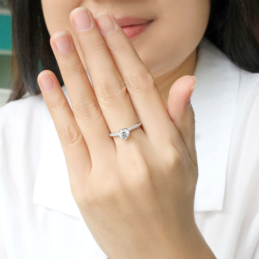 LENYA แหวน CZ Diamondlike เสริมบุคลิกและความมั่นใจ ขนาด 5 มิล ตัวเรือนเงินแท้925 ชุบทองคำขาว