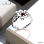 LENYA แหวนพลอยโกเมน เสริมด้านใจแกร่ง สำเร็จ มั่นคง ขนาด 3 มิล ตัวเรือนเงินแท้925 ชุบทองคำขาว