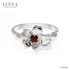 LENYA แหวนพลอยโกเมน เสริมด้านใจแกร่ง สำเร็จ มั่นคง ขนาด 3 มิล ตัวเรือนเงินแท้925 ชุบทองคำขาว