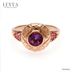 LENYA แหวนพลอยอเมทิสต์ เสริมความสงบใจ มีสติ มั่งคั่ง ขนาด 6 มิล ตัวเรือนเงินแท้925 ชุบพิงค์โกลด์