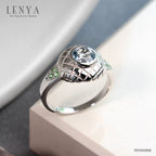 LENYA แหวนพลอยบลูโทแพซ เสริมความมั่นใจ ชัดเจน ปัญญา ขนาด 6 มิล ตัวเรือนเงินแท้925 ชุบทองคำขาว
