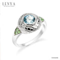 LENYA แหวนพลอยบลูโทแพซ เสริมความมั่นใจ ชัดเจน ปัญญา ขนาด 6 มิล ตัวเรือนเงินแท้925 ชุบทองคำขาว