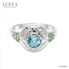 LENYA แหวนพลอยบลูโทแพซ เสริมความมั่นใจ ชัดเจน ปัญญา ขนาด 6 มิล ตัวเรือนเงินแท้925 ชุบทองคำขาว