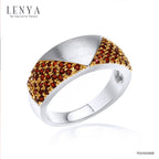 LENYA แหวนเงินแท้ 925 ชุบทองคำขาว และ ชุบทองหน้าพลอย ประดับพลอยโกเมน (Garnet) เสริมบุคลิกความมั่นใจ เสริมให้ร่ำรวย อัญมณีประจำเดือนมกราคม