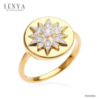 LENYA แหวนเงินแท้ 925 ชุบทอง 18k ดีไซน์ทรงดวงตะวัน แวววาวสะดุดตาด้วยเพชร CZ เกรดสูงคัดพิเศษ ให้ความรู้สึกหรูหรา เลอค่า เสริมลุคให้ดูสวยสง่า เก่ง มีพลัง แต่ยังน่าหลงใหลในแบบผู้หญิง