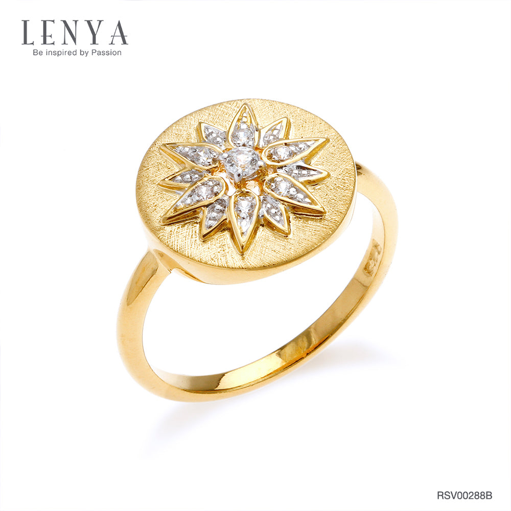 LENYA แหวนเงินแท้ 925 ชุบทองทอง 18k ดีไซน์ทรงดวงตะวัน แวววาวสะดุดตาด้วยเพชร CZ เกรดสูงคัดพิเศษ ให้ความรู้สึกหรูหรา เลอค่า เสริมลุคให้ดูสวยสง่า เก่ง มีพลัง แต่ยังน่าหลงใหลในแบบผู้หญิง