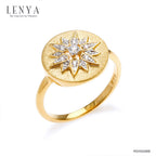 LENYA แหวนเงินแท้ 925 ชุบทองทอง 18k ดีไซน์ทรงดวงตะวัน แวววาวสะดุดตาด้วยเพชร CZ เกรดสูงคัดพิเศษ ให้ความรู้สึกหรูหรา เลอค่า เสริมลุคให้ดูสวยสง่า เก่ง มีพลัง แต่ยังน่าหลงใหลในแบบผู้หญิง