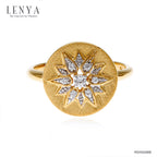 LENYA แหวนเงินแท้ 925 ชุบทองทอง 18k ดีไซน์ทรงดวงตะวัน แวววาวสะดุดตาด้วยเพชร CZ เกรดสูงคัดพิเศษ ให้ความรู้สึกหรูหรา เลอค่า เสริมลุคให้ดูสวยสง่า เก่ง มีพลัง แต่ยังน่าหลงใหลในแบบผู้หญิง