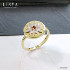 LENYA แหวนเงินแท้ 925 ชุบทองคำ 18k ดีไซน์ทรงดวงตะวัน แวววาวสะดุดตาด้วยโกเมน และเ พชร CZ เกรดสูงคัดพิเศษ ให้ความรู้สึกหรูหรา เลอค่า เสริมลุคให้ดูสวยสง่า เก่ง มีพลัง แต่ยังน่าหลงใหลในแบบผู้หญิง
