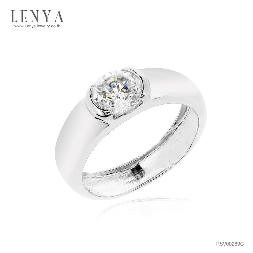 LENYA แหวน CZ จาก SWAROVSKI เสริมบุคลิกความหรูหรา ขนาด 6 มิล ตัวเรือนเงินแท้925 ชุบทองคำขาว