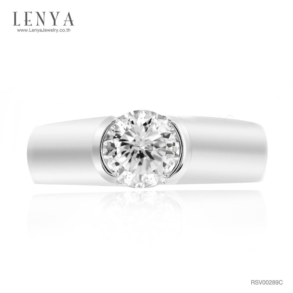 LENYA แหวน CZ จาก SWAROVSKI เสริมบุคลิกความหรูหรา ขนาด 6 มิล ตัวเรือนเงินแท้925 ชุบทองคำขาว