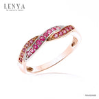 LENYA แหวนเงินแท้ 925 ประดับพลอยสีแดง ทับทิม (Ruby) และสีชมพู พิ้งแซฟไปร์ (Pink sapphire )  ชุบสองสีด้วยพิ้งโกลด์และทองขาว ดีไซน์สุดเก๋ เพิ่มเสน่ห์ให้กับเรียวนิ้วของคุณ