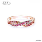 LENYA แหวนเงินแท้ 925 ประดับพลอยสีแดง ทับทิม (Ruby) และสีชมพู พิ้งแซฟไปร์ (Pink sapphire )  ชุบสองสีด้วยพิ้งโกลด์และทองขาว ดีไซน์สุดเก๋ เพิ่มเสน่ห์ให้กับเรียวนิ้วของคุณ