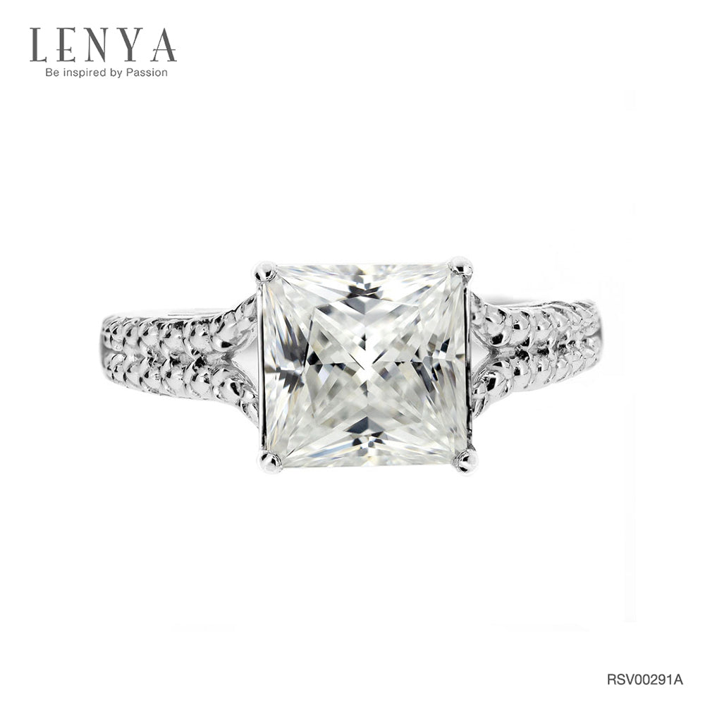 LENYA แหวน CZ จาก SWAROVSKI เสริมบุคลิกความหรูหรา ขนาด 6 มิล ตัวเรือนเงินแท้925 ชุบทองคำขาว