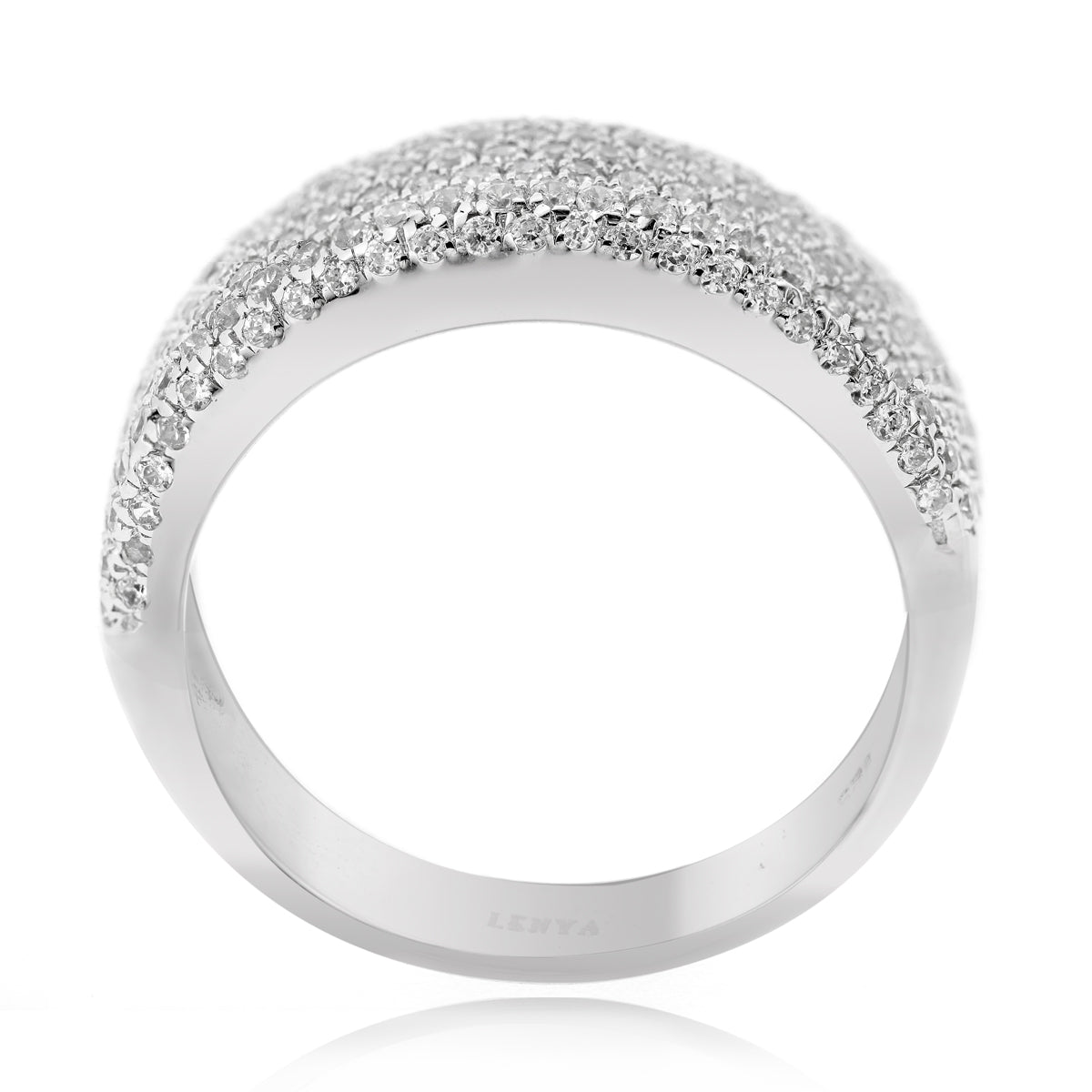 LENYA แหวน CZ จาก SWAROVSKI เสริมบุคลิกความหรูหรา ขนาด 1 มิล ตัวเรือนเงินแท้925 ชุบทองคำขาว