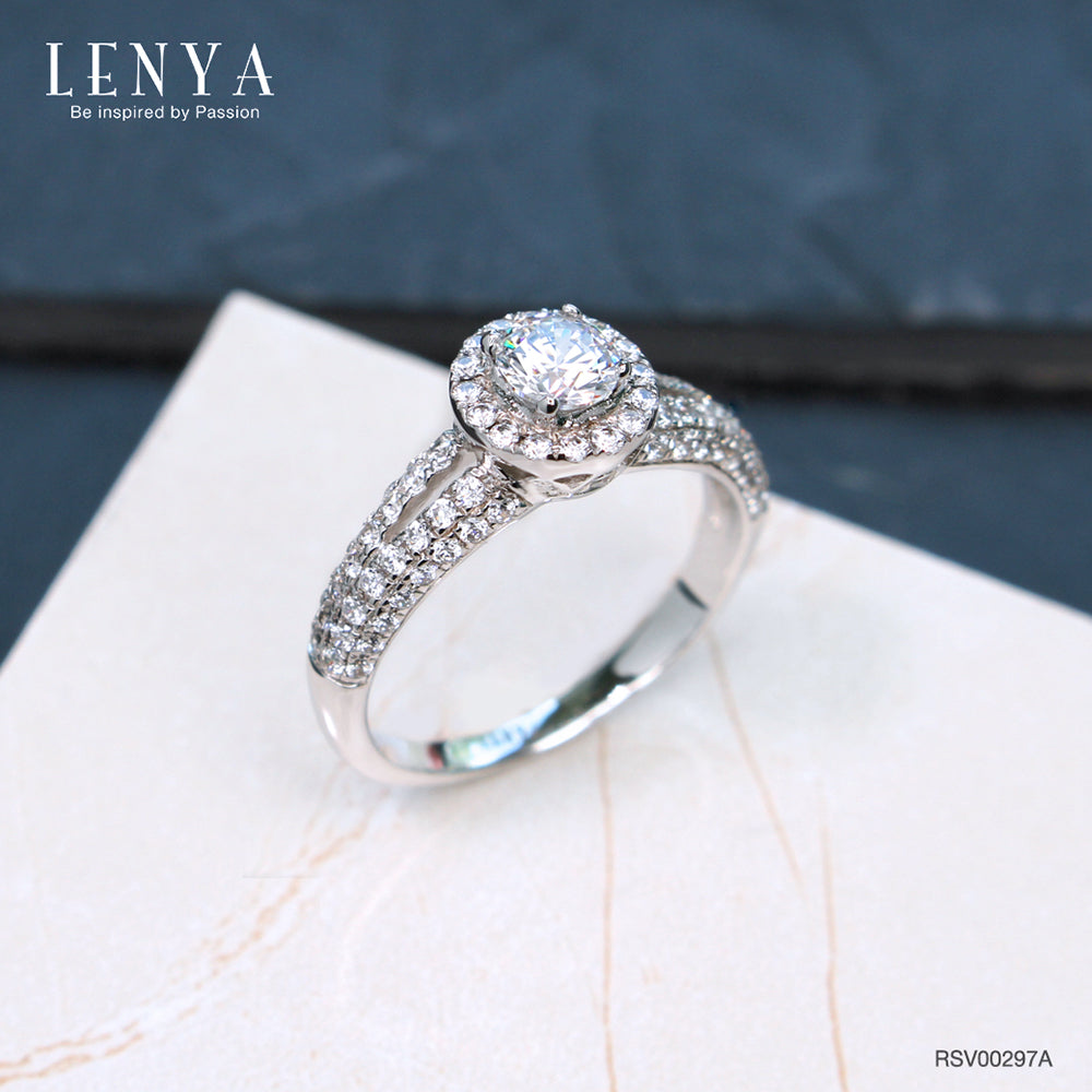 LENYA แหวน คิวบิกเซอร์โคเนีย (Cubic Zirconia) ตัวเรือนเงินแท้ 925 ชุบทองคำขาว นิ้วแบบไหน ใส่แหวนวงนี้ก็สวยได้