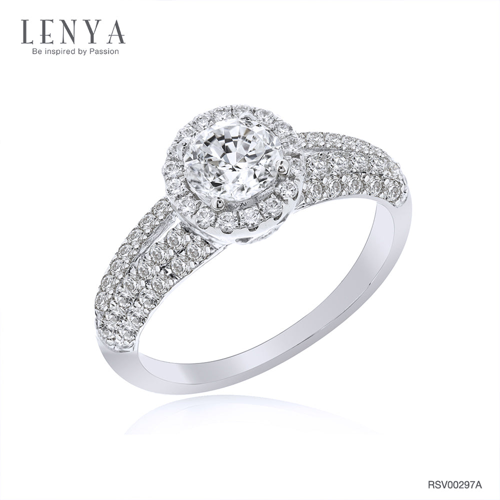 LENYA แหวน คิวบิกเซอร์โคเนีย (Cubic Zirconia) ตัวเรือนเงินแท้ 925 ชุบทองคำขาว นิ้วแบบไหน ใส่แหวนวงนี้ก็สวยได้