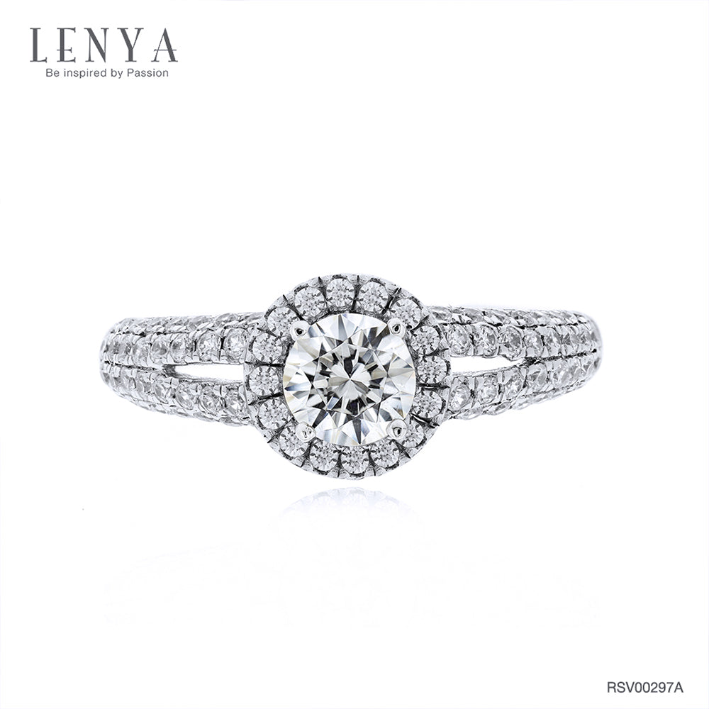 LENYA แหวน คิวบิกเซอร์โคเนีย (Cubic Zirconia) ตัวเรือนเงินแท้ 925 ชุบทองคำขาว นิ้วแบบไหน ใส่แหวนวงนี้ก็สวยได้