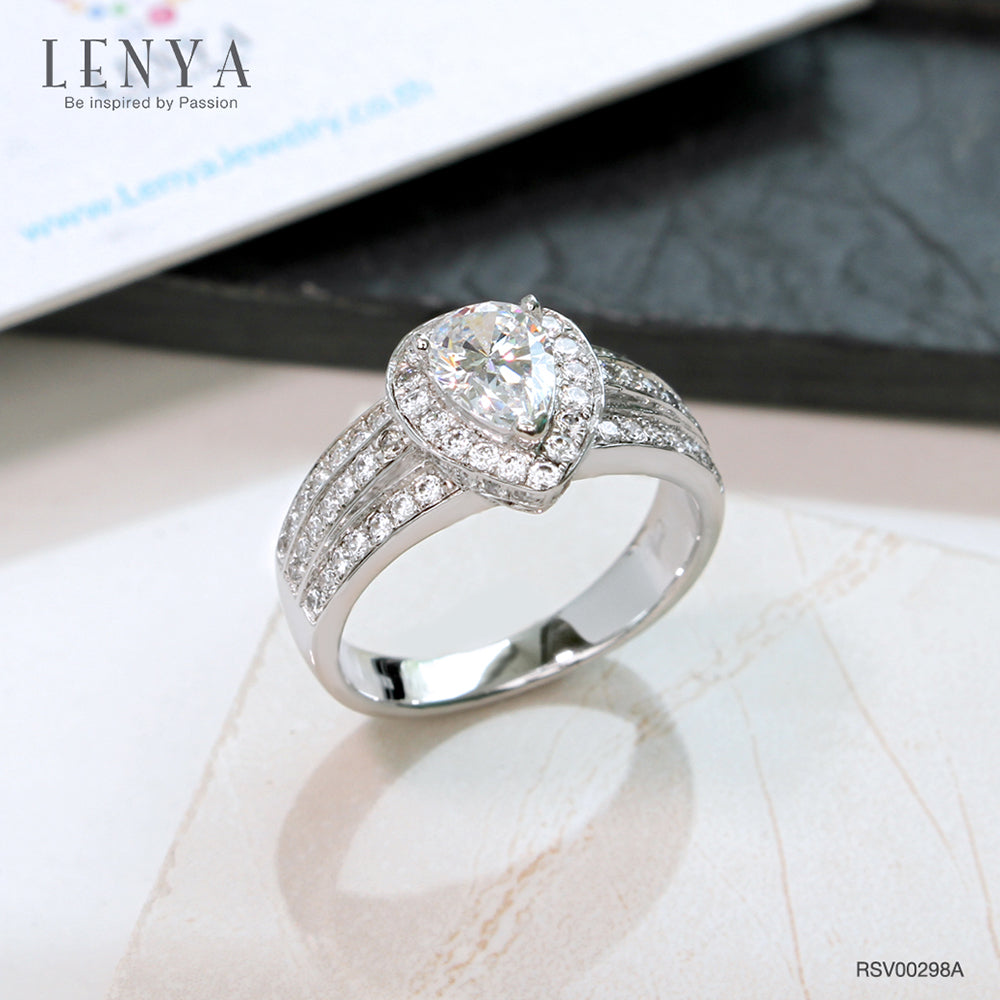 LENYA แหวนเพชร DiamondLike ดีไซน์รูปหยดน้ำ เติมความหวานได้อย่างลงตัว บนตัวเรือนเงินแท้ชุบทองคำขาว