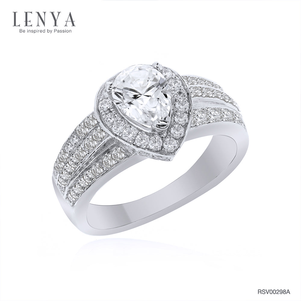 LENYA แหวนเพชร DiamondLike ดีไซน์รูปหยดน้ำ เติมความหวานได้อย่างลงตัว บนตัวเรือนเงินแท้ชุบทองคำขาว
