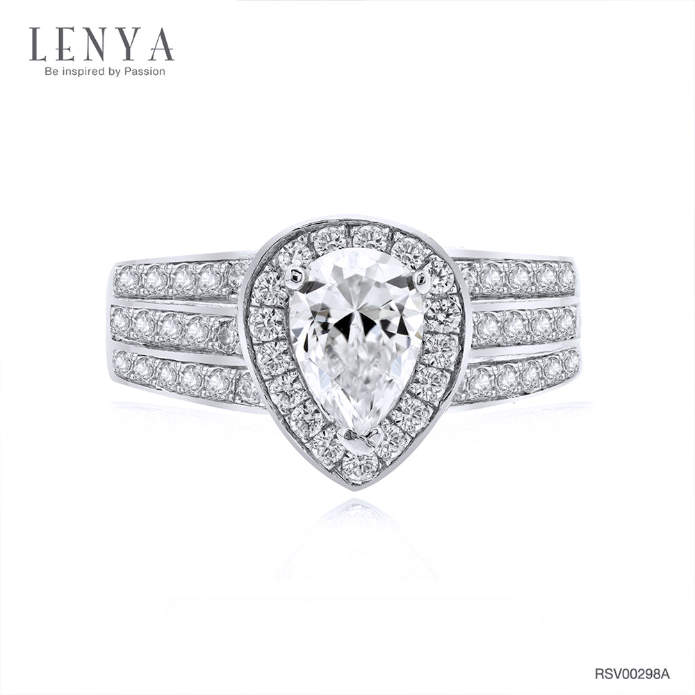 LENYA แหวนเพชร DiamondLike ดีไซน์รูปหยดน้ำ เติมความหวานได้อย่างลงตัว บนตัวเรือนเงินแท้ชุบทองคำขาว