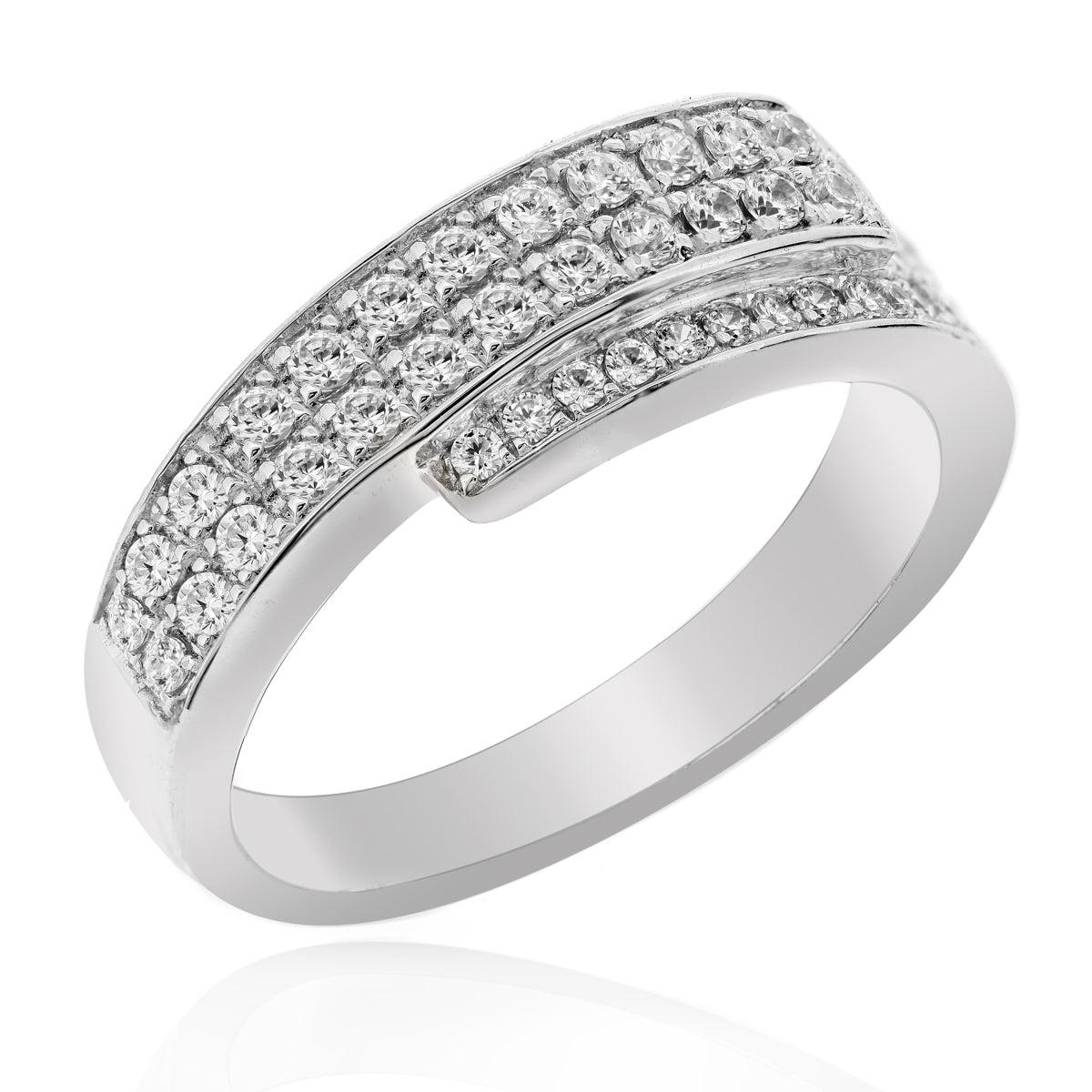 LENYA แหวน LENYA ETERNAL ประดับด้วย SWAROVSKI ZIRCONIA ดีไซน์เพชรแบบแถวคาบเกี่ยวกันดูสวยแบบคลาสสิคสุดๆ ตัวเรือนเงินแท้ชุบทองคำขาว