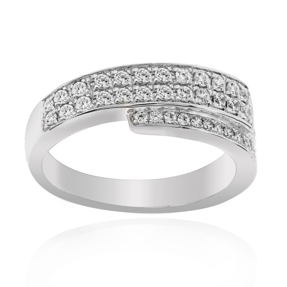 LENYA แหวน LENYA ETERNAL ประดับด้วย SWAROVSKI ZIRCONIA ดีไซน์เพชรแบบแถวคาบเกี่ยวกันดูสวยแบบคลาสสิคสุดๆ ตัวเรือนเงินแท้ชุบทองคำขาว