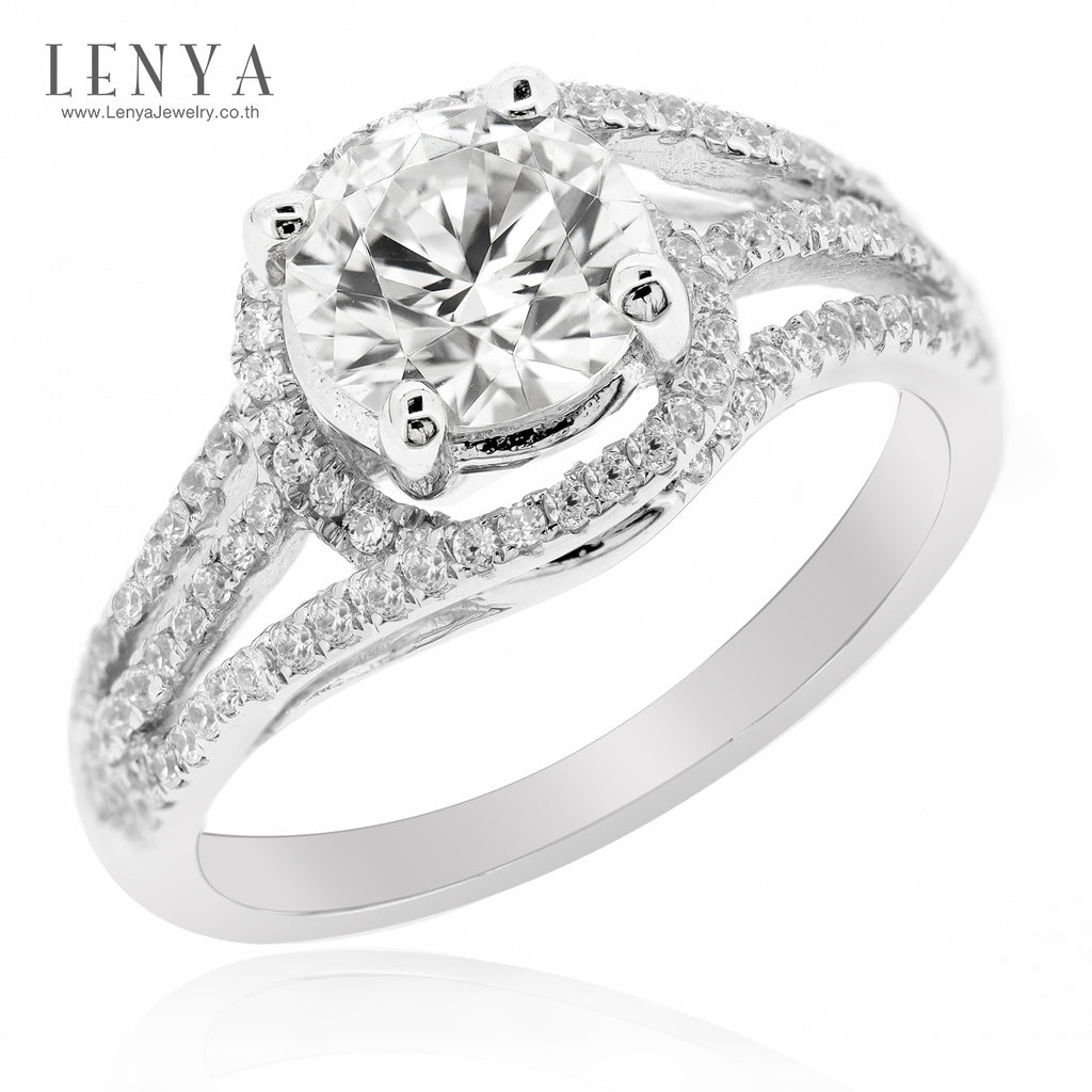 LENYA แหวนเพชร DiamondLike เพิ่มลูกเล่นเก๋ๆให้เรียวนิ้ว บนตัวเรือนเงินแท้ชุบทองคำขาว