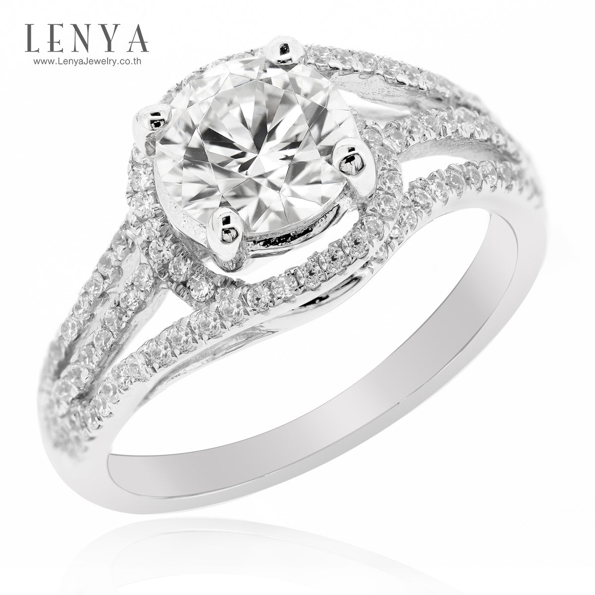 LENYA แหวนเพชร DiamondLike เพิ่มลูกเล่นเก๋ๆให้เรียวนิ้ว บนตัวเรือนเงินแท้ชุบทองคำขาว