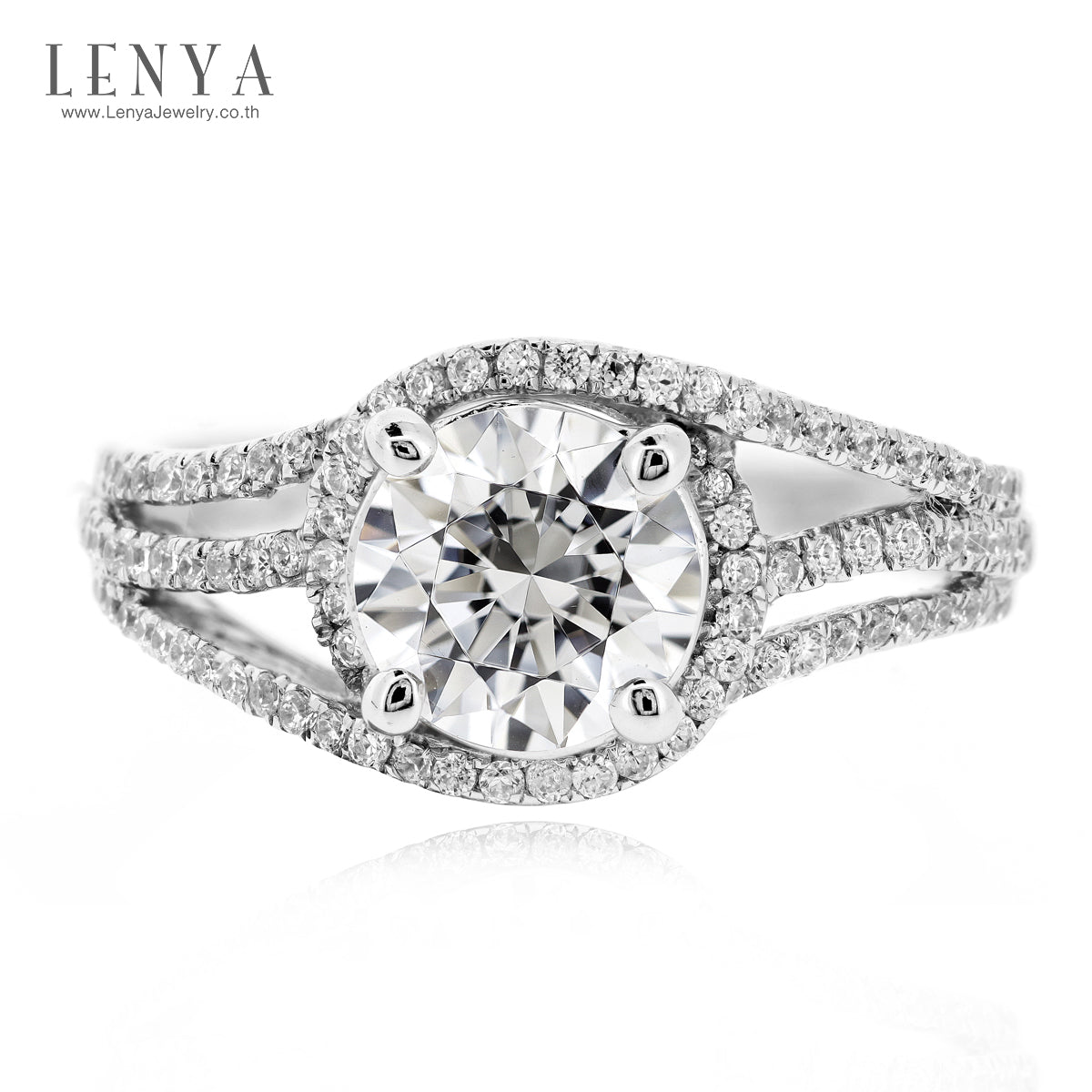 LENYA แหวนเพชร DiamondLike เพิ่มลูกเล่นเก๋ๆให้เรียวนิ้ว บนตัวเรือนเงินแท้ชุบทองคำขาว