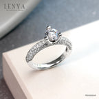 LENYA แหวน CZ Diamondlike เสริมบุคลิกและความมั่นใจ ขนาด 6 มิล ตัวเรือนเงินแท้925 ชุบทองคำขาว