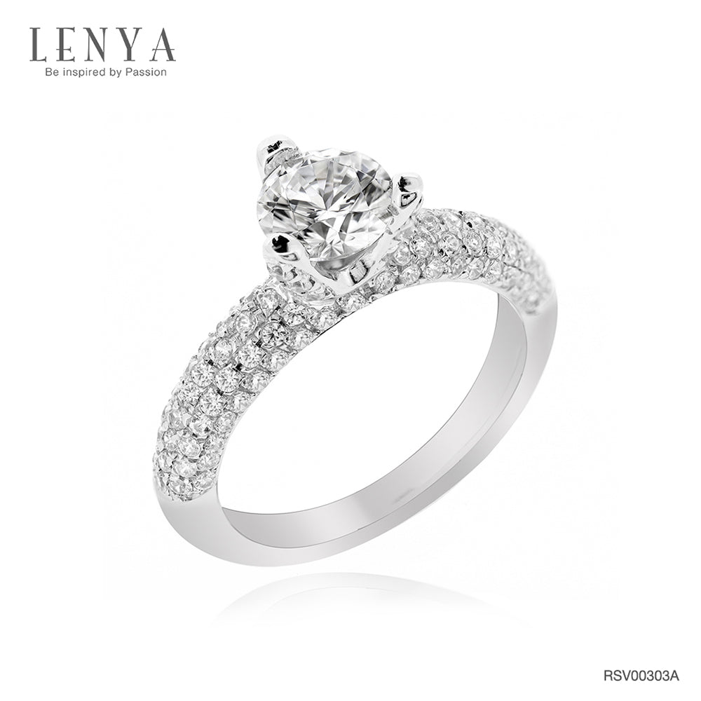 LENYA แหวน CZ Diamondlike เสริมบุคลิกและความมั่นใจ ขนาด 6 มิล ตัวเรือนเงินแท้925 ชุบทองคำขาว