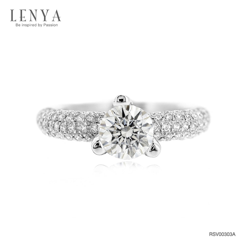LENYA แหวน CZ Diamondlike เสริมบุคลิกและความมั่นใจ ขนาด 6 มิล ตัวเรือนเงินแท้925 ชุบทองคำขาว