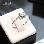 LENYA แหวน CZ Diamondlike เสริมบุคลิกและความมั่นใจ ขนาด 4 มิล ตัวเรือนเงินแท้925 ชุบทองคำขาว