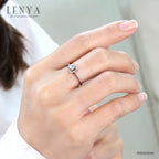 LENYA แหวน CZ Diamondlike เสริมบุคลิกและความมั่นใจ ขนาด 4 มิล ตัวเรือนเงินแท้925 ชุบทองคำขาว
