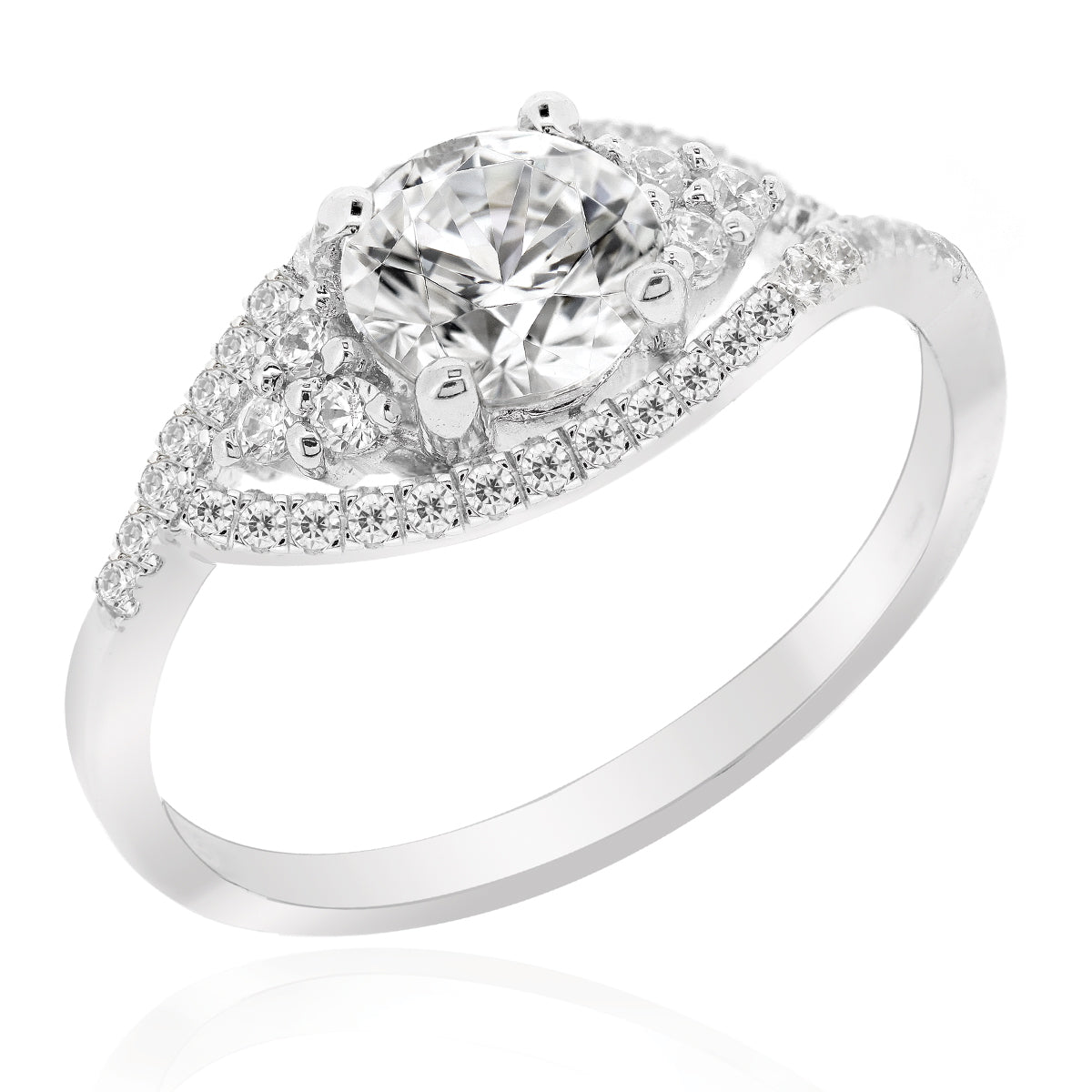 LENYA แหวน CZ Diamondlike เสริมบุคลิกและความมั่นใจ ขนาด 5.5 มิล ตัวเรือนเงินแท้925 ชุบทองคำขาว